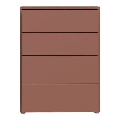 Alice Springs 4 Drawer Chest with Push-to-Open Drawers in Terracotta
