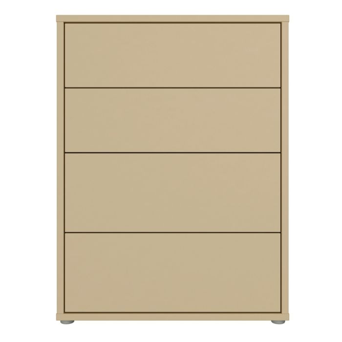 Alice Springs 4 Drawer Chest with Push-to-Open Drawers in Butter Yellow