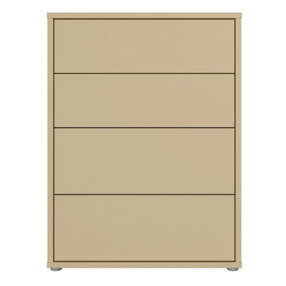 Alice Springs 4 Drawer Chest with Push-to-Open Drawers in Butter Yellow
