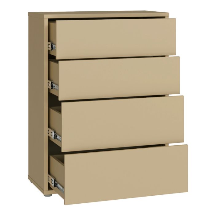 Alice Springs 4 Drawer Chest with Push-to-Open Drawers in Butter Yellow