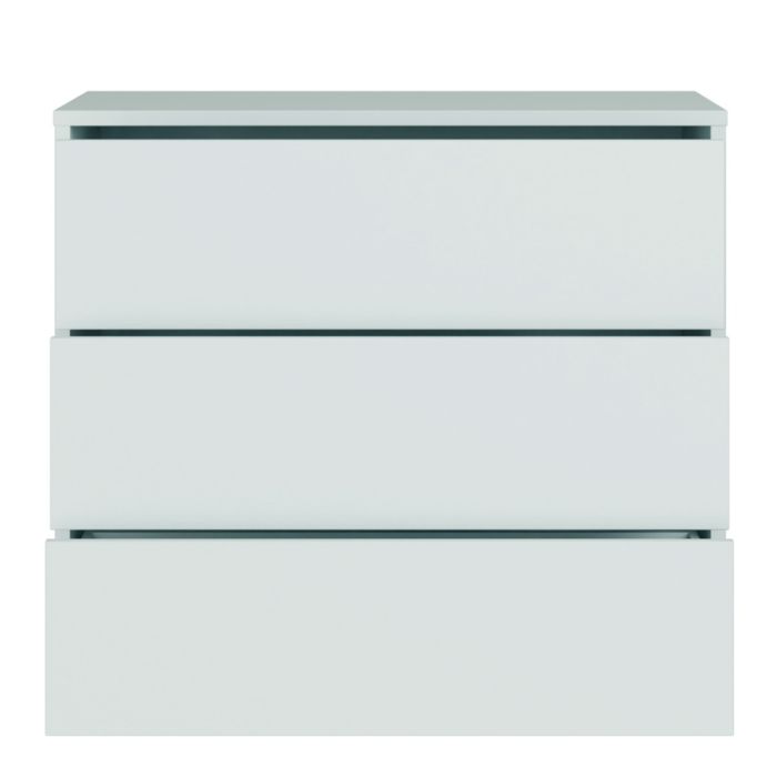 Alice Springs 3 Drawer Chest with Push-to-Open Drawers in Light Grey