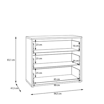 Alice Springs 3 Drawer Chest With Push-to-Open in Sage Green