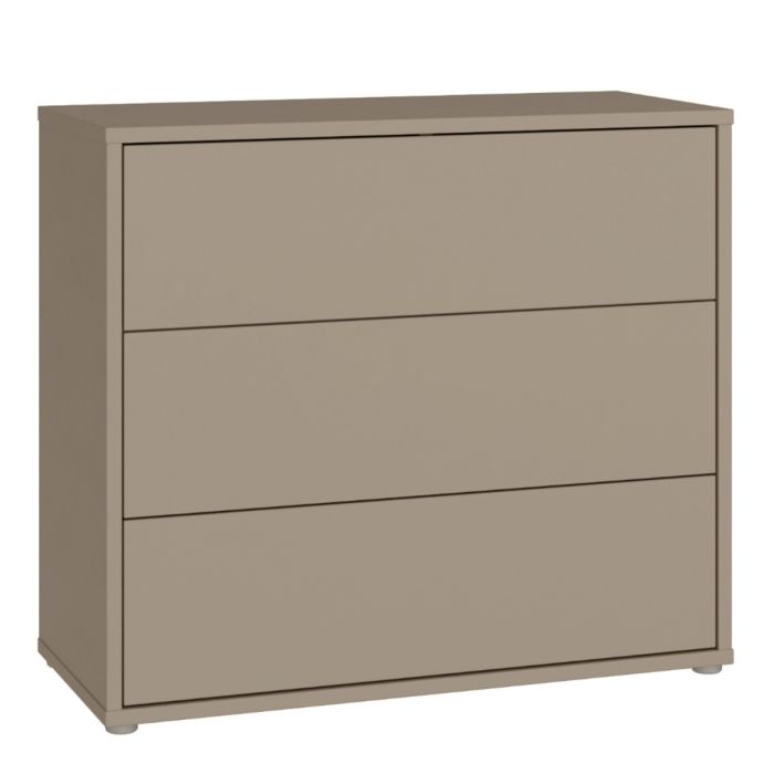 Alice Springs 3 Drawer Chest With Push-to-Open Drawers in Taupe