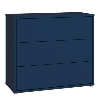 Alice Springs 3 Drawer Chest with Push-to-Open Drawers in Night Blue and White