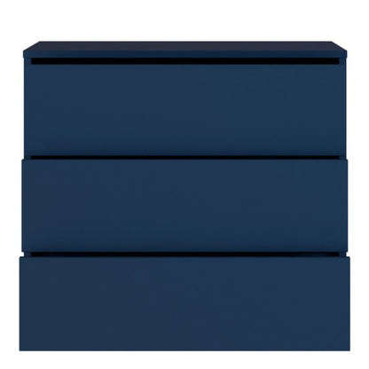 Alice Springs 3 Drawer Chest with Push-to-Open Drawers in Night Blue and White