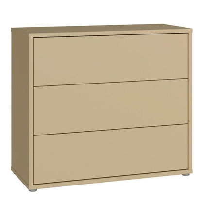 Alice Springs 3 Drawer Chest with Push-to-Open Drawers in Butter Yellow