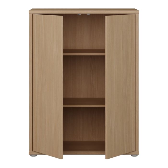 Alice Springs Tall 2 Door Cupboard with Push-to-Open Doors in Elegancia Oak