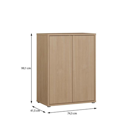 Alice Springs Tall 2 Door Cupboard with Push-to-Open Doors in Elegancia Oak