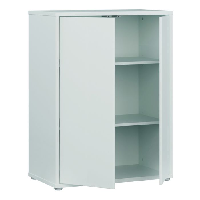 Alice Springs Tall 2 Door Cupboard with Push-to-Open Doors in Light Grey