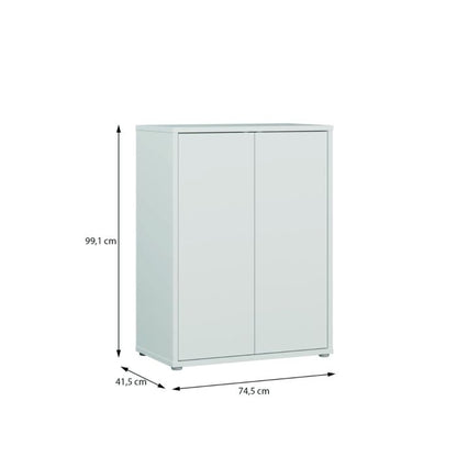 Alice Springs Tall 2 Door Cupboard with Push-to-Open Doors in Light Grey