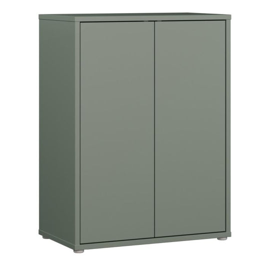 Alice Springs Tall 2 Door Cupboard with Push-to-Open Doors in Sage Green