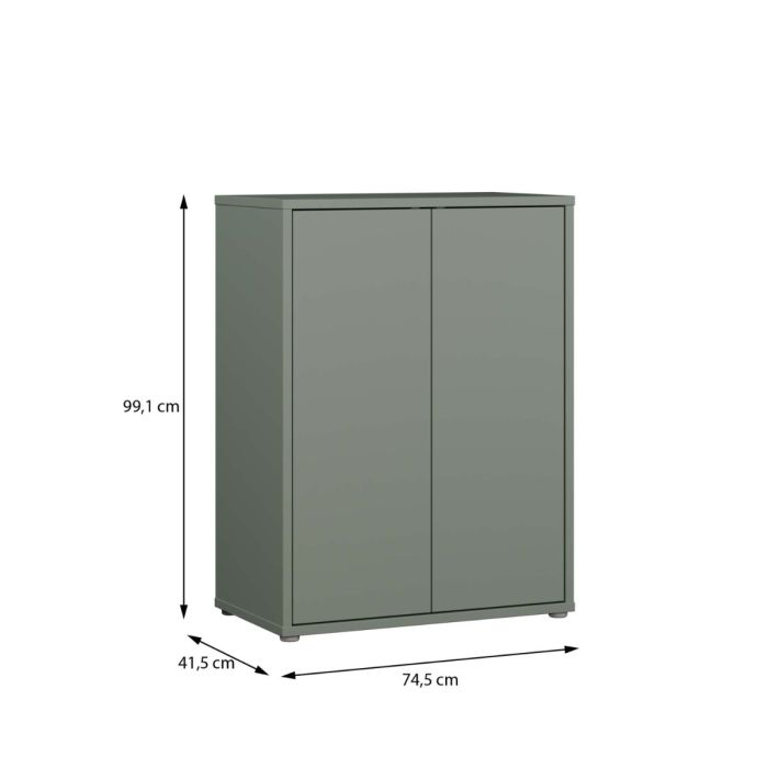 Alice Springs Tall 2 Door Cupboard with Push-to-Open Doors in Sage Green