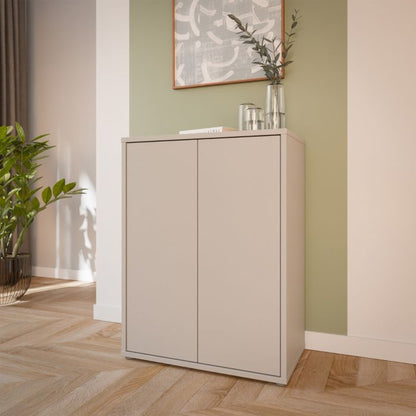 Alice Springs Tall 2 Door Cupboard with Push-to-Open Doors in Sand