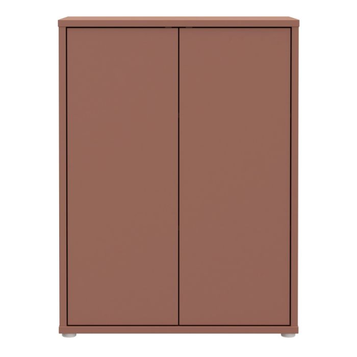 Alice Springs Tall 2 Door Cupboard with Push-to-Open Doors in Terracotta