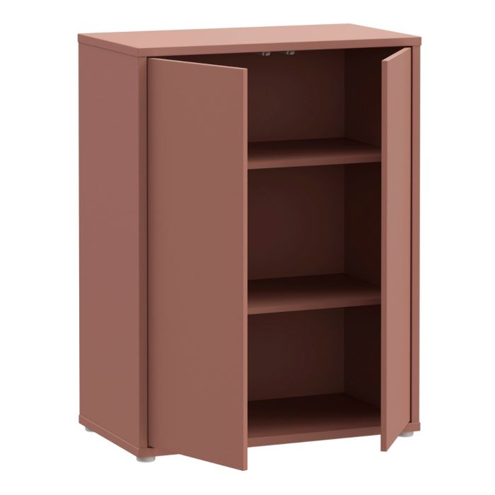 Alice Springs Tall 2 Door Cupboard with Push-to-Open Doors in Terracotta