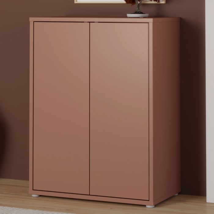 Alice Springs Tall 2 Door Cupboard with Push-to-Open Doors in Terracotta