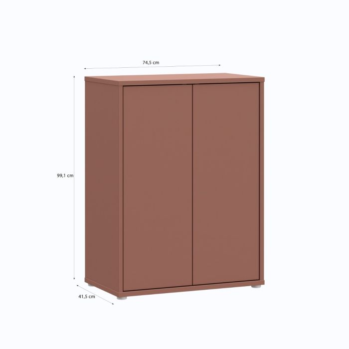 Alice Springs Tall 2 Door Cupboard with Push-to-Open Doors in Terracotta