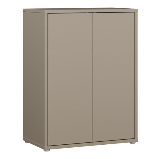 Alice Springs Tall 2 Door Cupboard with Push-to-Open Doors in Taupe
