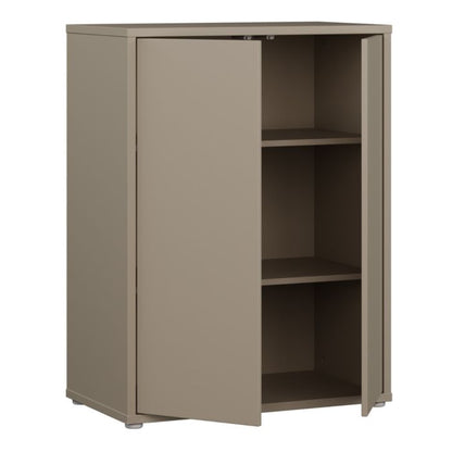 Alice Springs Tall 2 Door Cupboard with Push-to-Open Doors in Taupe