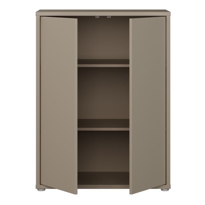 Alice Springs Tall 2 Door Cupboard with Push-to-Open Doors in Taupe