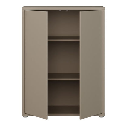 Alice Springs Tall 2 Door Cupboard with Push-to-Open Doors in Taupe