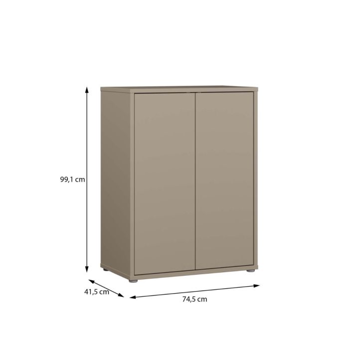 Alice Springs Tall 2 Door Cupboard with Push-to-Open Doors in Taupe