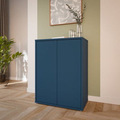Alice Springs Tall 2 Door Cupboard with Push-to-Open Doors in Night Blue