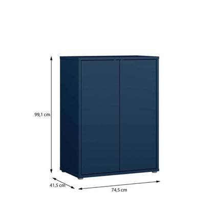 Alice Springs Tall 2 Door Cupboard with Push-to-Open Doors in Night Blue