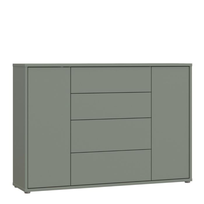 Alice Springs Wide Sideboard with 4 Drawers & 2 Doors with Push-to-Open in Sage Green