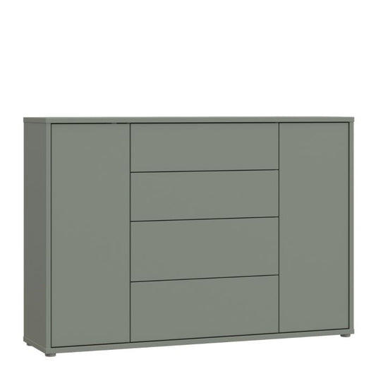 Alice Springs Wide Sideboard with 4 Drawers & 2 Doors with Push-to-Open in Sage Green