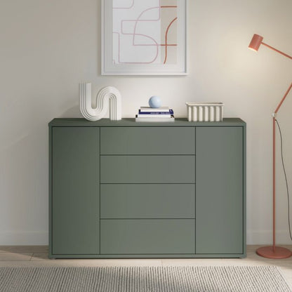 Alice Springs Wide Sideboard with 4 Drawers & 2 Doors with Push-to-Open in Sage Green