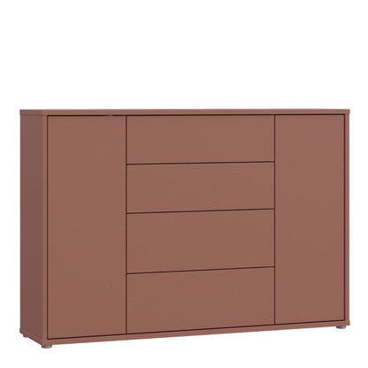 Alice Springs Wide Sideboard with 4 Drawers & 2 Doors with Push-to-Open in Terracotta
