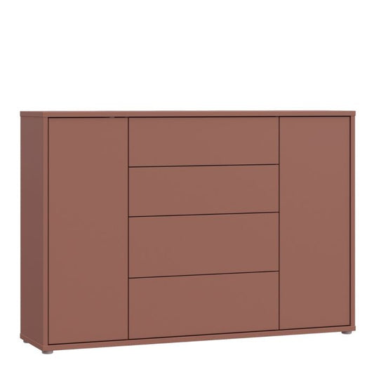 Alice Springs Wide Sideboard with 4 Drawers & 2 Doors with Push-to-Open in Terracotta