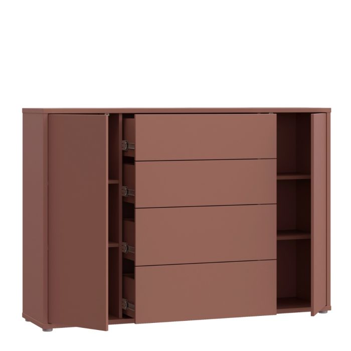 Alice Springs Wide Sideboard with 4 Drawers & 2 Doors with Push-to-Open in Terracotta