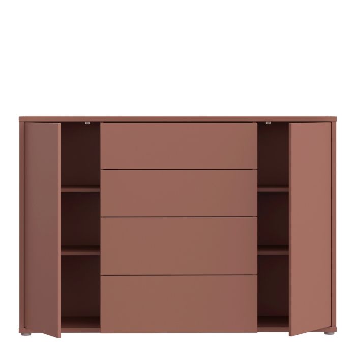 Alice Springs Wide Sideboard with 4 Drawers & 2 Doors with Push-to-Open in Terracotta