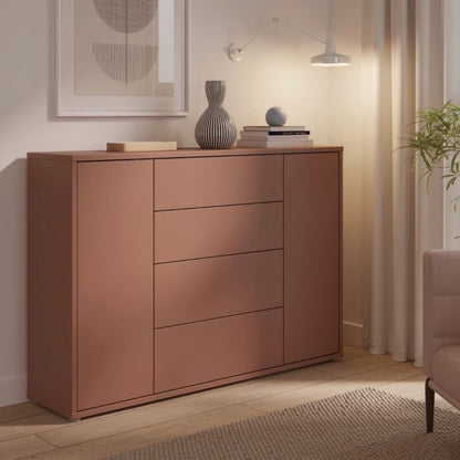 Alice Springs Wide Sideboard with 4 Drawers & 2 Doors with Push-to-Open in Terracotta