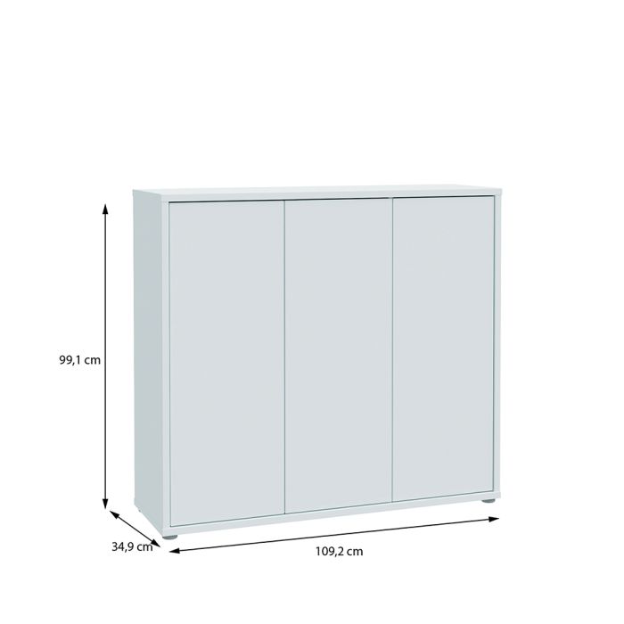 Alice Springs Shoe Cabinet with 3 Doors Push-to-Open in Light Grey