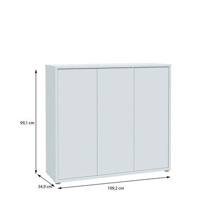 Alice Springs Shoe Cabinet with 3 Doors Push-to-Open in Light Grey