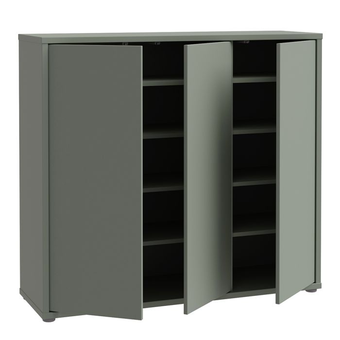 Alice Springs Shoe Cabinet with 3 Doors Push-to-Open in Sage Green
