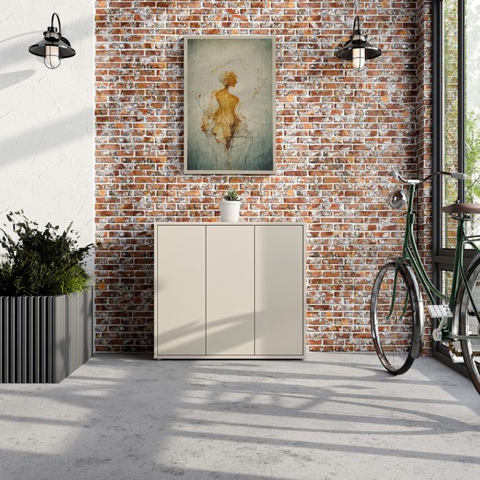 Alice Springs Shoe Cabinet with 3 Doors Push-to-Open in Sand