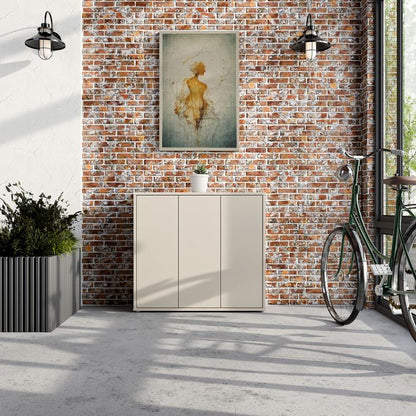 Alice Springs Shoe Cabinet with 3 Doors Push-to-Open in Sand