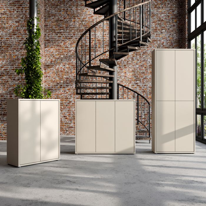 Alice Springs Shoe Cabinet with 3 Doors Push-to-Open in Sand