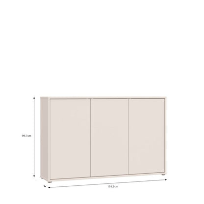 Alice Springs 3 Door Sideboard with Push-to-Open Doors in Sand