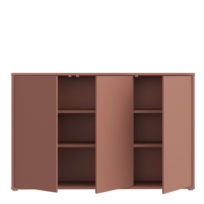 Alice Springs 3 Door Sideboard with Push-to-Open Doors in Terracotta