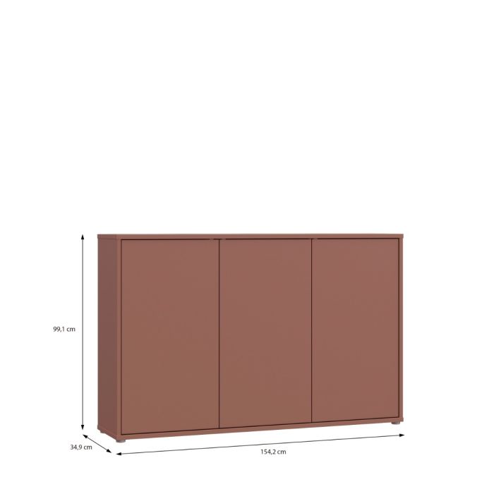 Alice Springs 3 Door Sideboard with Push-to-Open Doors in Terracotta