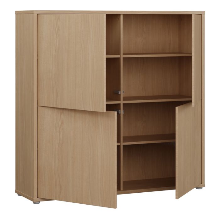 Alice Springs 4 Door Large Storage Cabinet with Push-to-Open Doors in Elegancia Oak