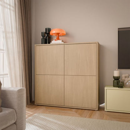 Alice Springs 4 Door Large Storage Cabinet with Push-to-Open Doors in Elegancia Oak
