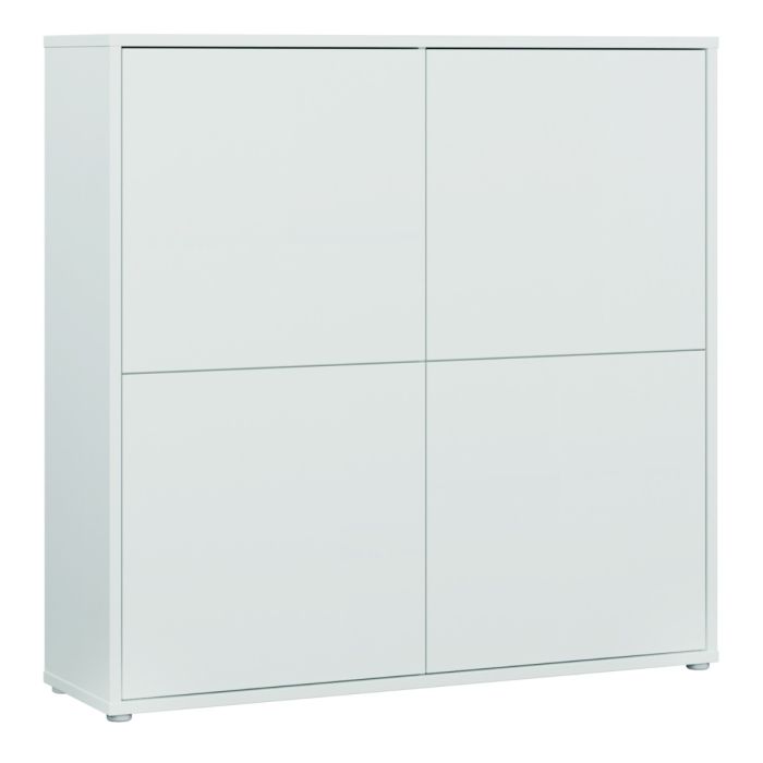 Alice Springs 4 Door Large Storage Cabinet with Push-to-Open Doors in Light Grey