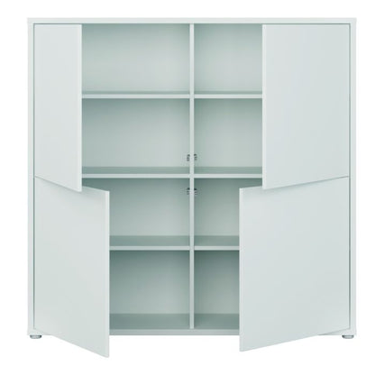 Alice Springs 4 Door Large Storage Cabinet with Push-to-Open Doors in Light Grey