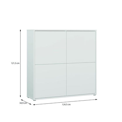 Alice Springs 4 Door Large Storage Cabinet with Push-to-Open Doors in Light Grey
